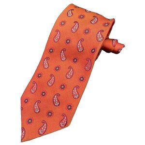 ERMENEGILDO ZEGNA Men's Tie 100% Silk ITALY Luxury FLORAL Red Orange Blue 62"EUC